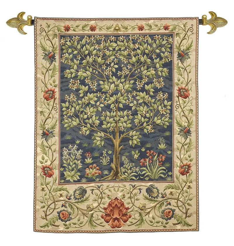 William Morris Tree Of Life Woven Tapestry In Navy Blue 1