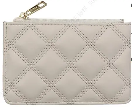 Women'S Quilted Diamond-Pattern Coin Purse – Top-Zip Off-White Design 1