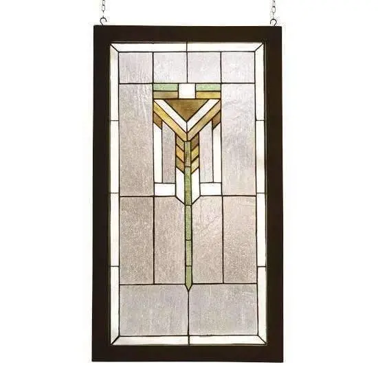 Wood-Frame Prairie-Style Stained Glass Window 1