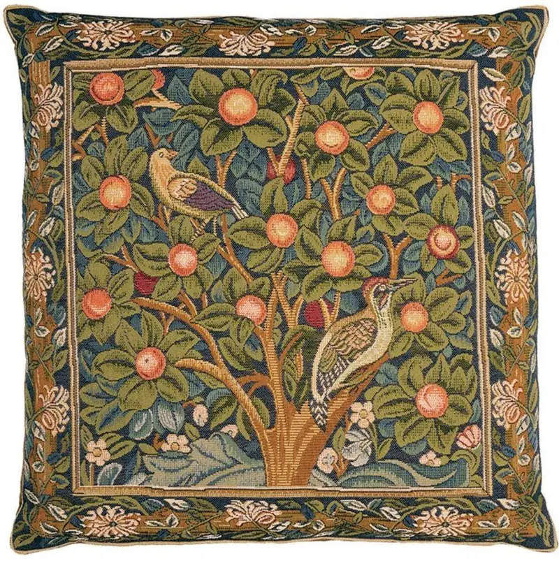 Woodpecker William Morris Tapestry Pillow 1