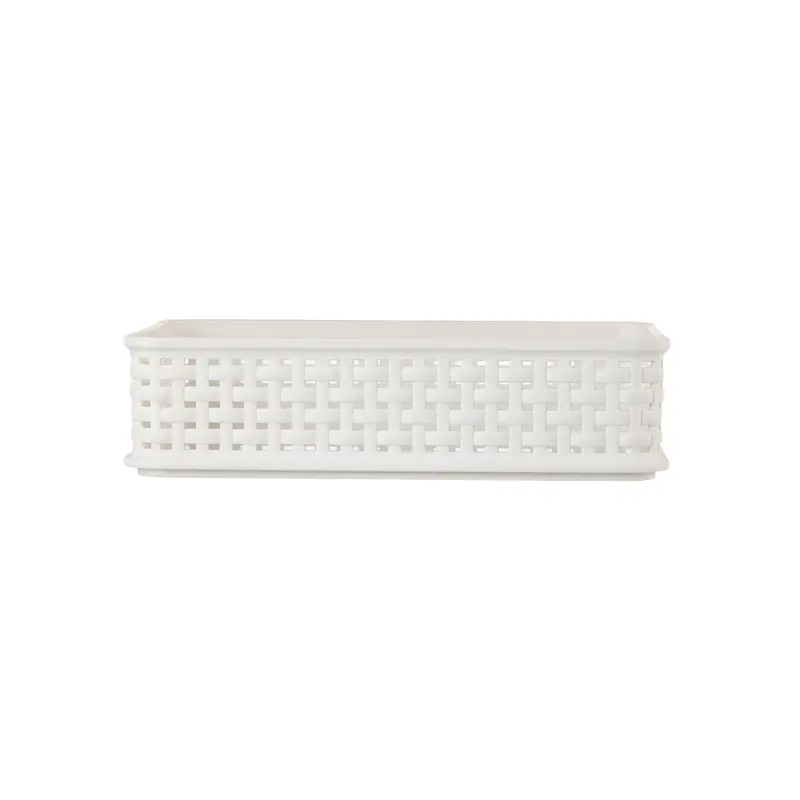 Woven-Look Hollow Rectangular Storage Basket – Medium Size 1