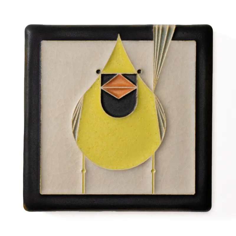 Yellow Cardinal Ceramic Tile – 4" X 4" Vibrant Wildlife-Themed Mosaic Tile 1
