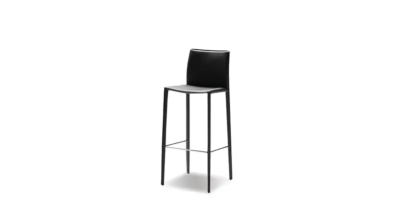 Zak Black Leather Bar Stool With Adjustable Height 1