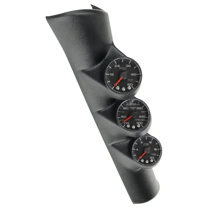 Autometer Diesel Gauge Kit – A-Pillar Mount For 1998–2002 Ram Trucks – Boost, Egt & Transmission Temp, Black Face 1