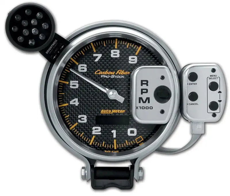 Autometer Pro-Stock Carbon Fiber Tachometer – 5-Inch, 9,000 Rpm, Pedestal Mount 1