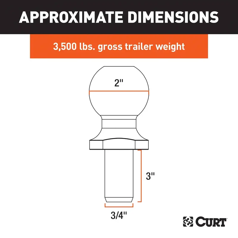 Curt 40019 Chrome-Plated 2-Inch Trailer Ball – 3/4-Inch Shank, 3,500-Pound Capacity 1