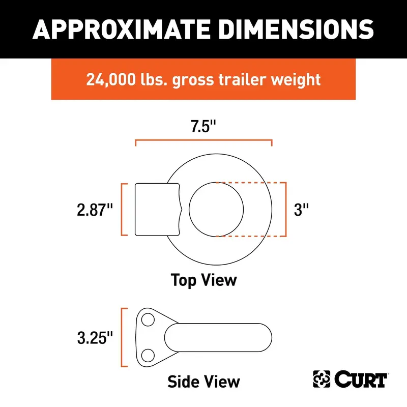 Curt 48660 Heavy-Duty Lunette Ring – 24,000-Lb Capacity, 3-Inch Id, Raw Steel 1