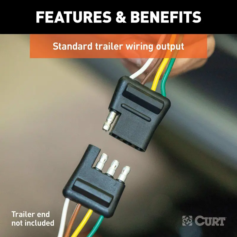 Curt Custom 4-Pin Flat Trailer Wiring Harness For Chrysler Town & Country, Dodge Grand Caravan, Durango, And Jeep Patriot 1