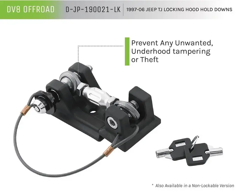Dv8 Offroad Locking Hood Hold-Down Kit – D-Jp-190021-Lk For 1997–2006 Jeep Tj 1