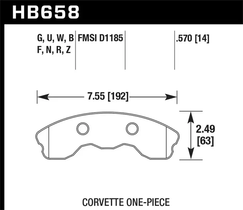 Hawk Dtc-60 Performance Brake Pads Hb658G.570 – 0.570" Thickness, Track-Ready Friction 1
