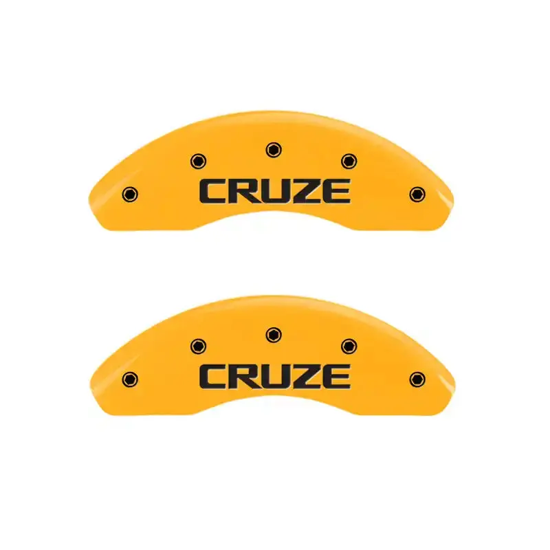 Mgp Engraved Front Caliper Covers – Yellow Finish With Black Chrome Accents For Chevrolet Cruze 1
